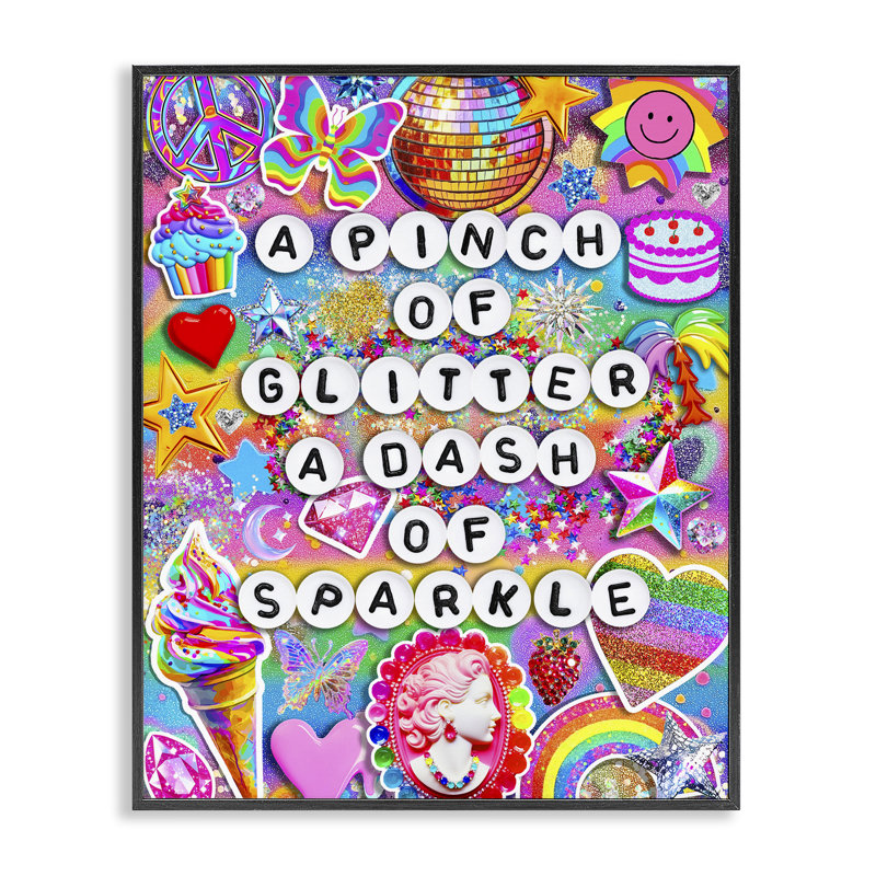 Giclée encadrée Pinch Of Glitter & Sparkle, design par Jess Stempel, H 14 po x l 11 po, Giclée encadrée noir minuit