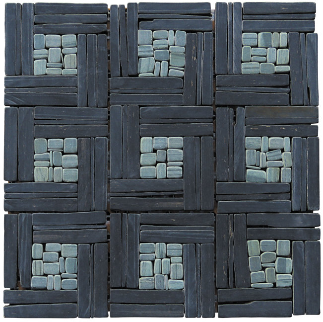 Carreau de mosaïque noir et ardoise 2 "x 2" Landscape Wonder