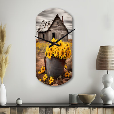Horloge murale de ferme en métal Nirpal Farmhouse Timeless Charm I - asymétrique