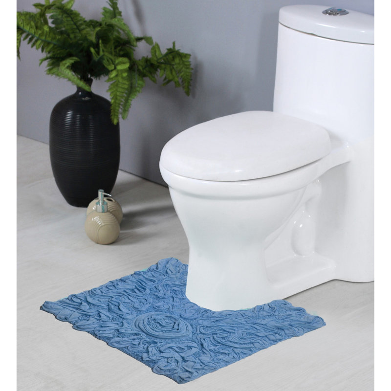 Schoenberger 100% Cotton Contour Bath Mat 20"x20", Sky Blue