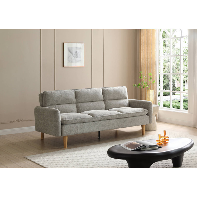 Phobos Queen 202cm Upholstered Convertible Sofa, Natural Polyester Blend