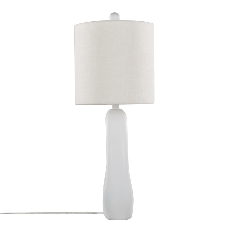 Pearl 29" Polyresin Table Lamp in Matte White Poly, Natural Shell and White Linen Shade - Set of 2