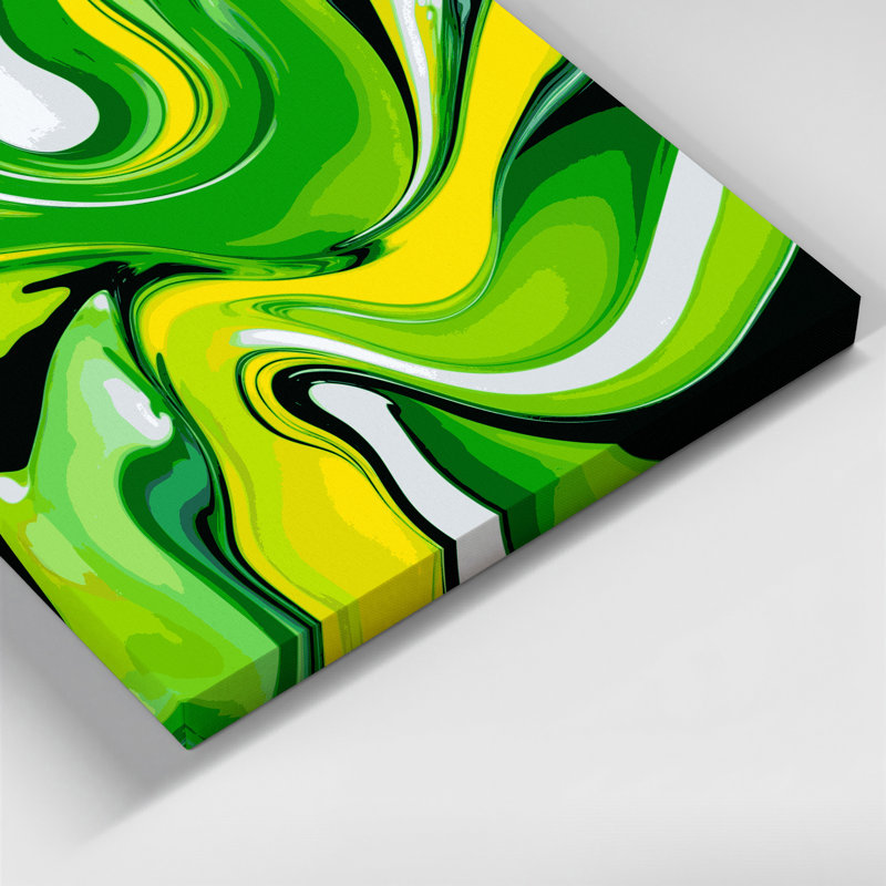 Abstrait art fluide sur toile verte 52, H 32 po x l 32 po