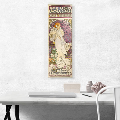 «The Lady of the Camellias 1896» par Alphonse Mucha, reproduction d'art graphique sur toile tendue