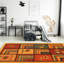 Tapis en laine beige / rouge foncé fait à la main Kilim