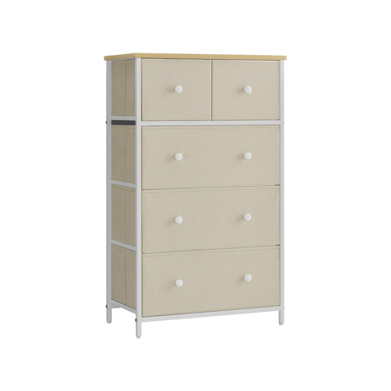 Adeoye 5 - Drawer Chest of Drawers, Camel Yellow/Cream White