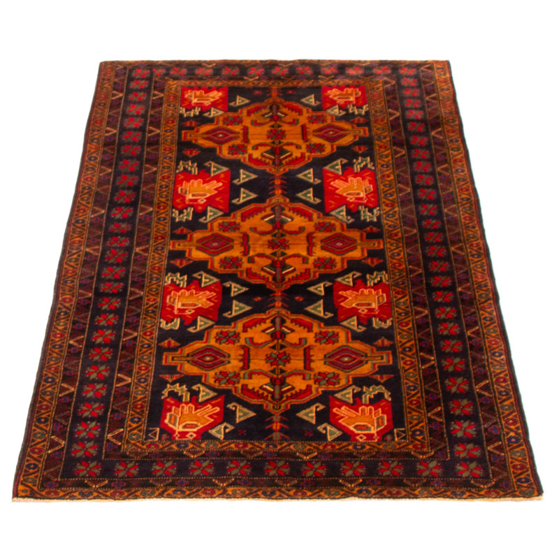 Tapis orange Teimani 3 pi 10 po x 6 pi 4 po