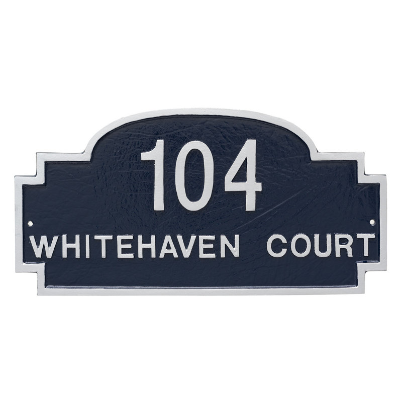 Plaque d’adresse murale sur 2 lignes chesterfield, Gris/blanc, Oui