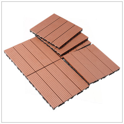 Ensemble de 20 tuiles de terrasse en bois et en plastique, faciles à installer, résistantes aux intempéries, idéales pour les patios, les balcons et les toits