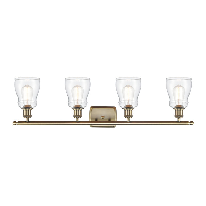 Mccarver 4 - Light Dimmable Vanity Light, Clear, Satin Gold, No Bulb Included