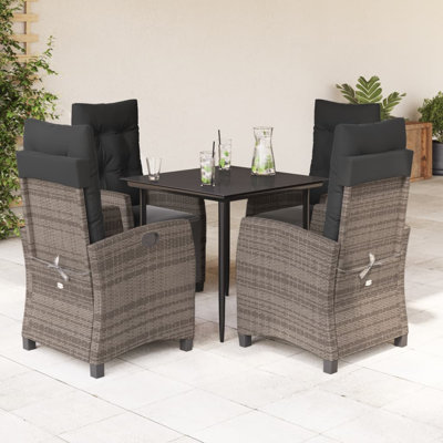 Vidaxl Patio Dining Set With Cushions Poly Rattan, Square Table