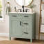 Meuble-lavabo 30 po vert sauge avec lavabo en céramique, structure en bois massif, 2 tiroirs à fermeture en douceur, 1 porte à fermeture en douceur, tablette réglable et poignées noires