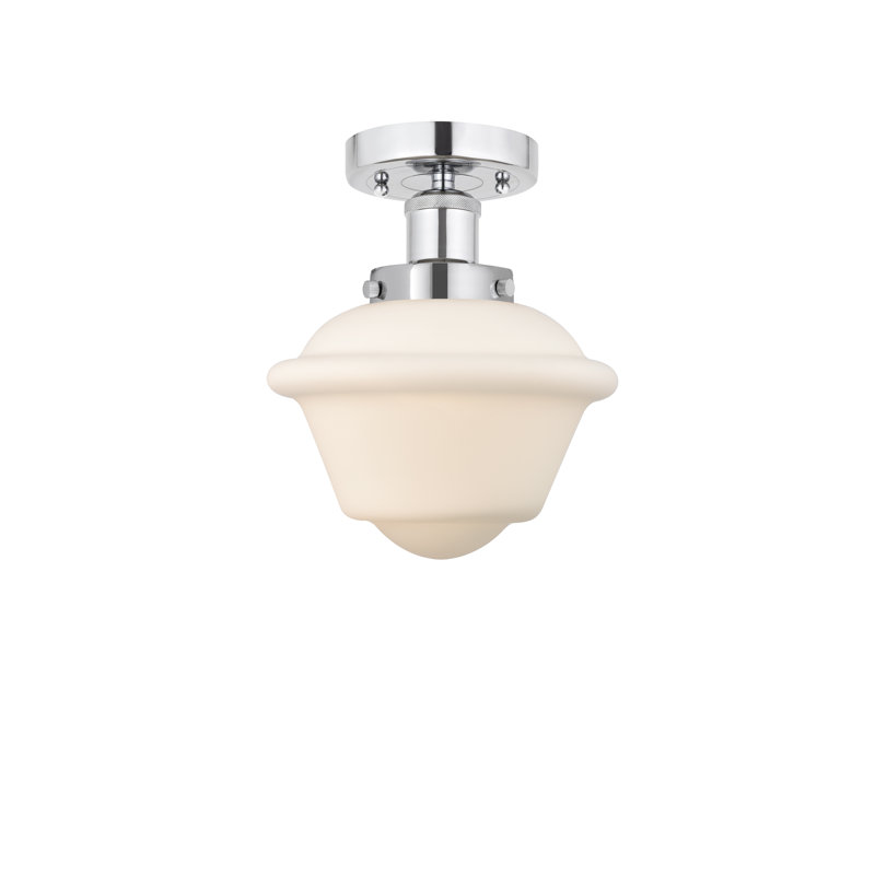 Grourke Glass Semi Flush Mount, Matte White, Polished Chrome
