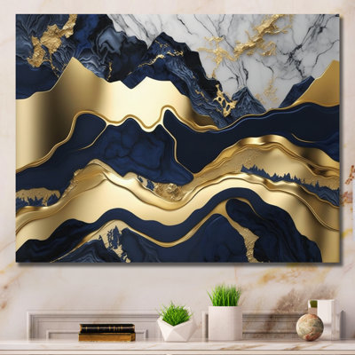 Rehoboth bleu et or captivant l'abstraction de marbre I