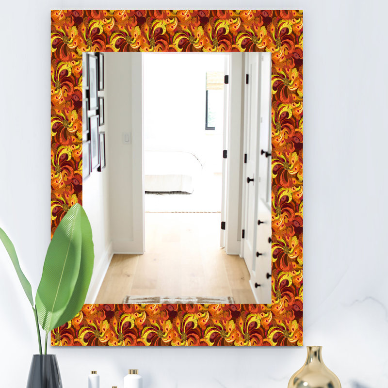 Miroir mural à plumes peacock, H 24 po x l 32 po