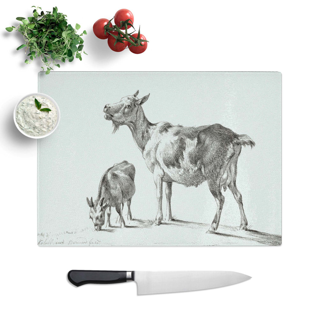 Tempered Glass Two Goats by Jean Bernard Chopping Board