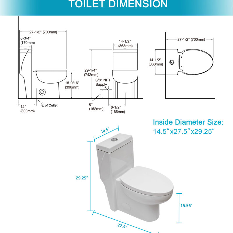 Toilette moderne en céramique avec double chasse et installation facile - installation de salle de bain blanche de style unique