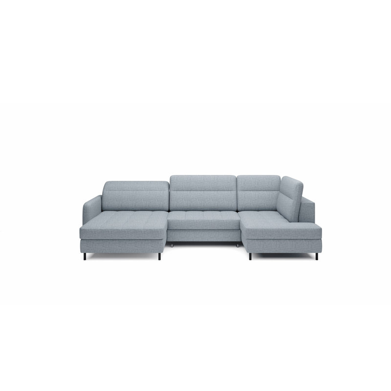 Mela 5 Seater Sofa Bed, Grey/Blue, Left Hand Facing