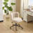 Plush Velvet Swivel Chair Antique Bronze Base  With Wheels-1086299110