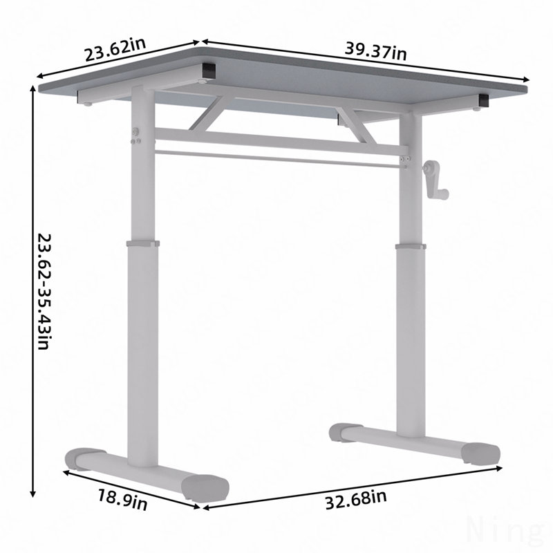 Adjustable Study Desk Suitable For Children And Adults, Height-Adjustable, Multi-Functional Home Office Desk, Compact Design, Desktop Dimensions: 60cm × 100cm, White Frame, Gray Tabletop.