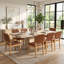 Ensemble de salle à manger extensible à double piétement de 63" à 79" avec rallonge intégrée et chaises tressées-1301854867-1301854892