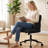 Upholstered Swivel & Adjustable Height Office Chair, Clover-shaped Desk Chair with Armrest-1961563420