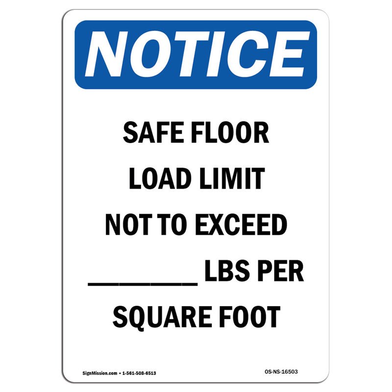 Safe Floor Load Limit Not Sign