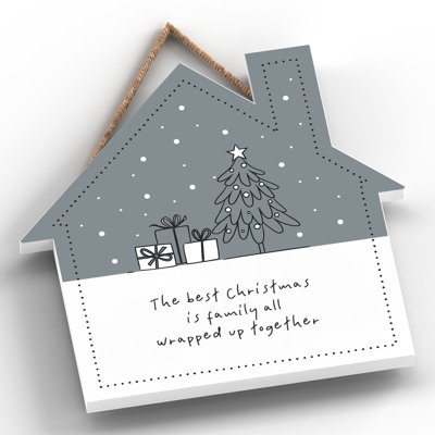 Family Wrapped Together Christmas Wooden Plaque Vivid Squid Wholesale Wall Decor