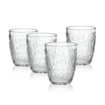 ZOOFOX Set of 6 Colored Drinking Glasses, 12oz Embossed Tumblers