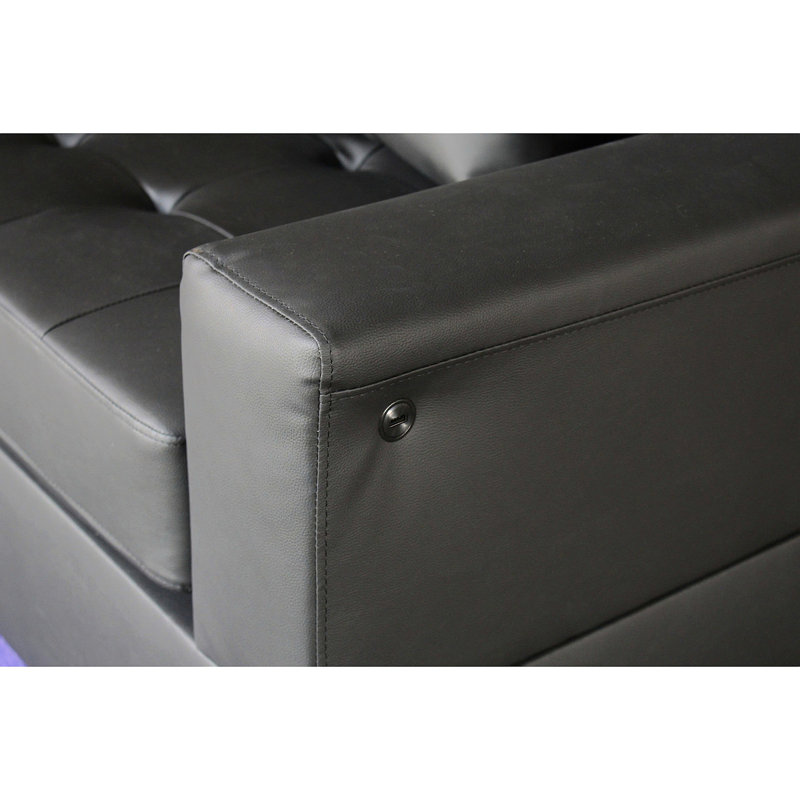 Causeuse en PVC avec lumières DEL et chargeur USB, noir