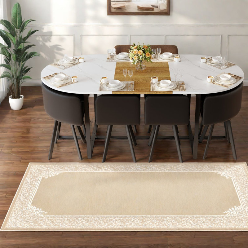 Spacieux ensembles de table à manger 9 pièces avec plateau en faux marbre et chaises en cuir, élégance moderne pour les réunions de famille