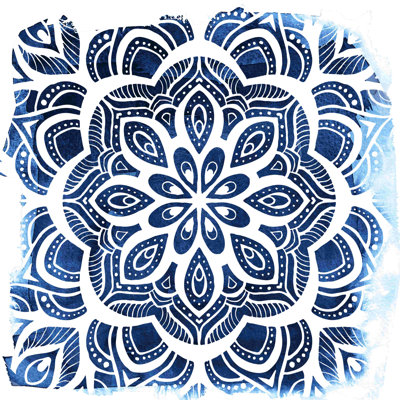 Indigo médaillon - peinture sur toile tendue