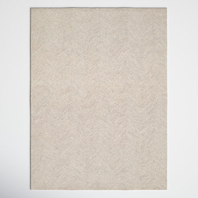 Wheaton Chevron Handmade Tufted Wool Taupe Area Rug
