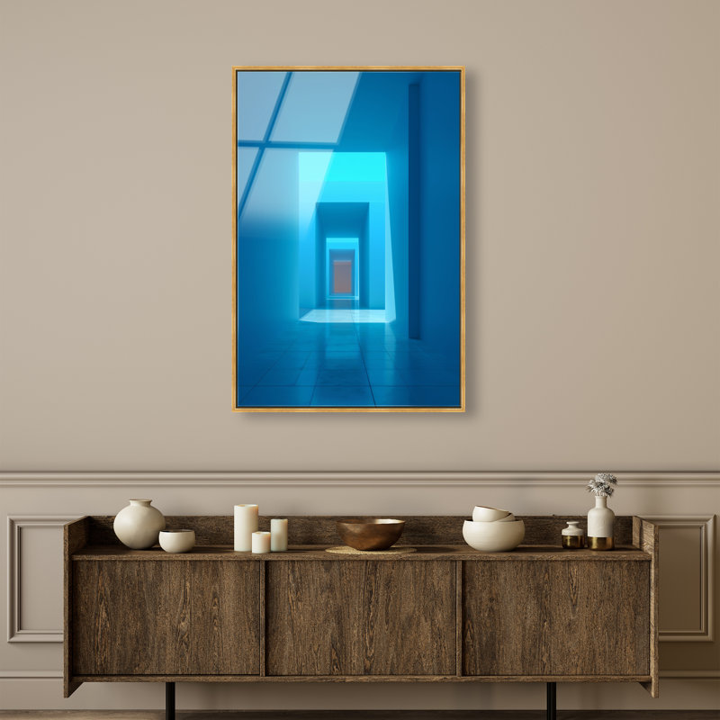 Cerulean Corridor II Print, 37"H x 25"W, Gold Floater Frame