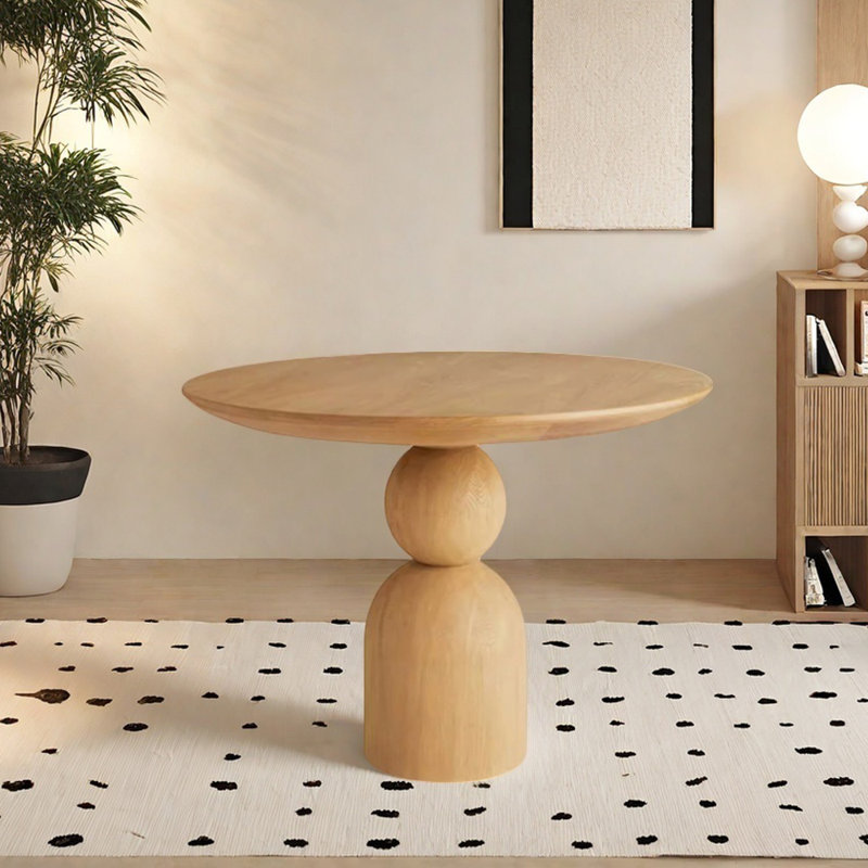 Table ronde moderne et minimaliste en bois de frêne durable, H 29,52 po x L 39,37 po x l 39,37 po