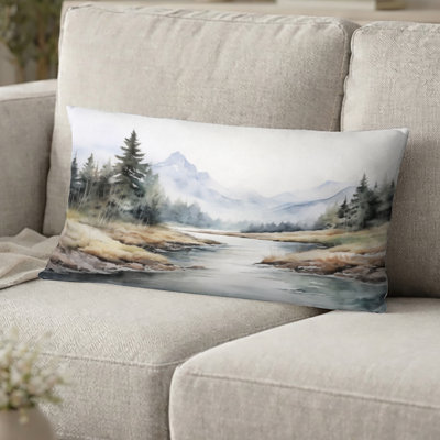 Coussin décoratif River Mountain - River Mountain In Minimal Canada II
