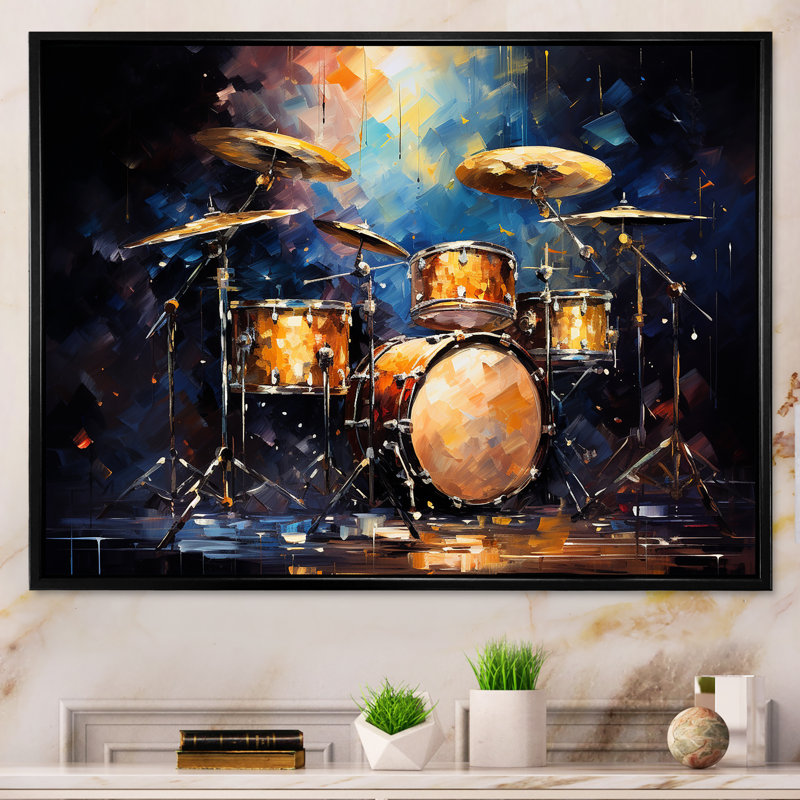 Timpani Twilight Starry Slate - musique, art mural, Cadre flottant noir, H 30 po x l 40 po x P 1,5 po