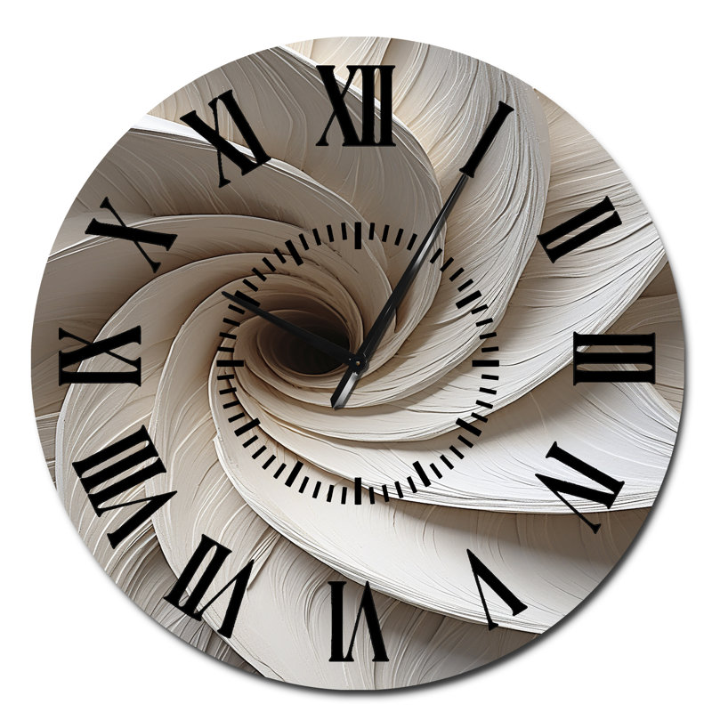 Horloge murale à spirales abstraites blanches, Surdimensionné