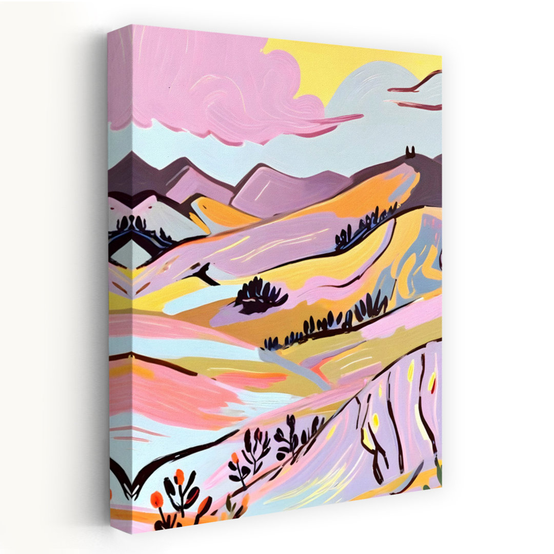 Contemporary Art Abstract Modern Lavender Violet Flower Landscape Art