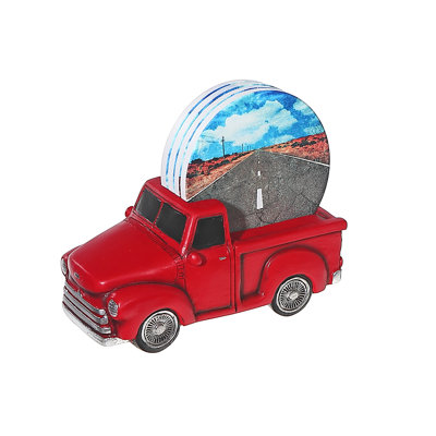 Ensemble de 4 sous-verres avec support de camion rouge
