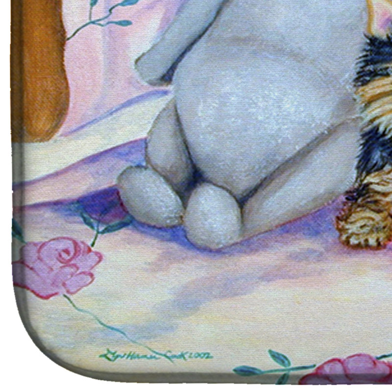 Tapis de séchage à trois rangées yorkie décoratif