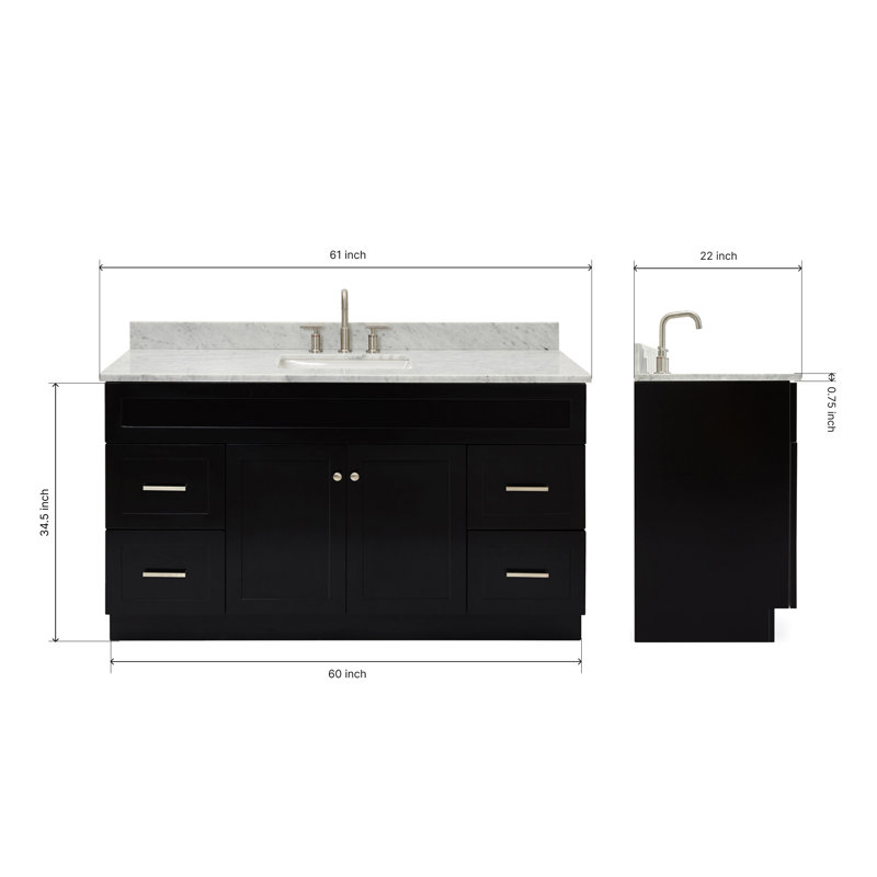 Ensemble de meuble-lavabo simple 61 po Partham, Noir