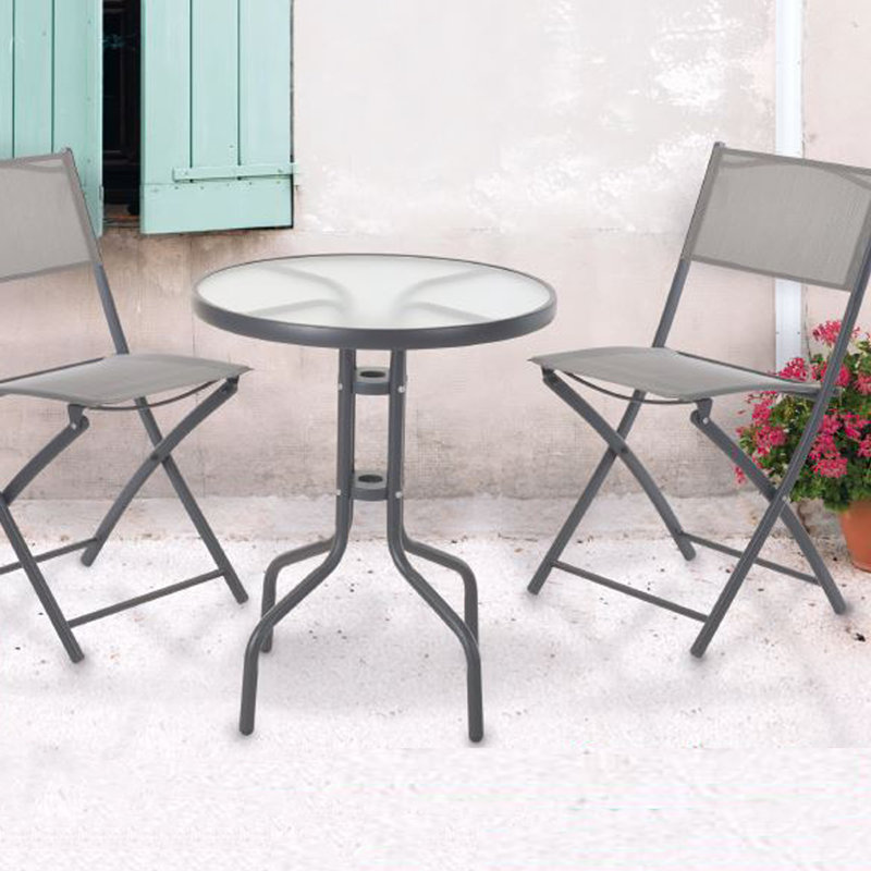 Magno 2 - Person Patio Dining Set with Round Table, Grey