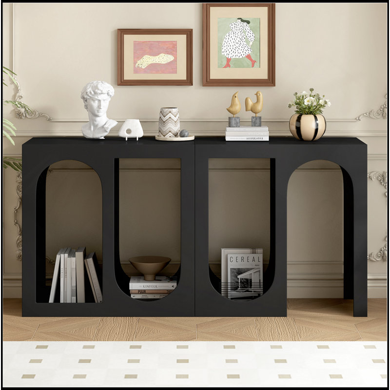 Console d'entrée modulaire avec extérieur rectangulaire et design intérieur incurvé pour des aménagements personnalisables, convenant à un bureau, une entrée et un salon