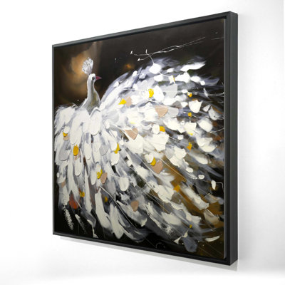 Abstract Peacock Framed Canvas - Brown Bird Home Decor Wall Art