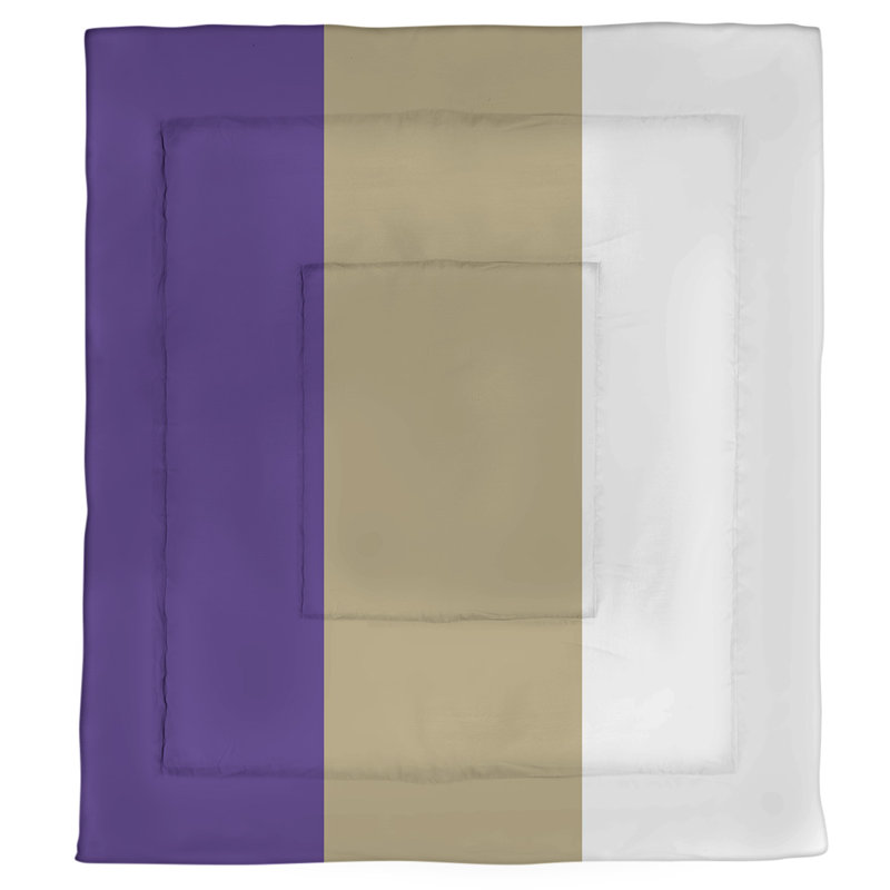Polyester Striped Comforter, Twin XL Comforter, Purple/Gold