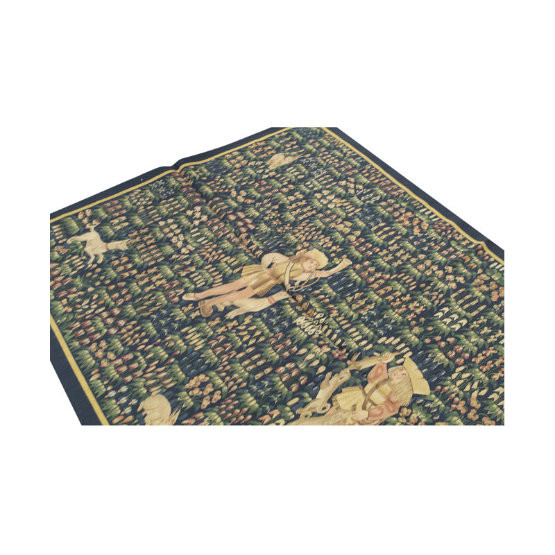 Hand-Knotted High-Quality Green and Beige Area Rug
