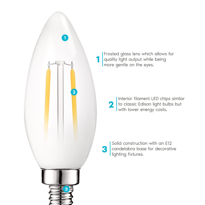 5 W (équivalent à 60 W), ampoule DEL B11, à intensité variable, blanc chaud (2 700 K) / culot candélabre, 4