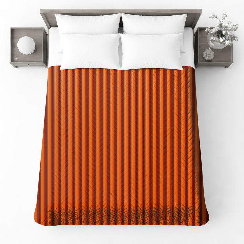 Orange Vertical Stripes Bedding Striped Bedspread Pattern, King