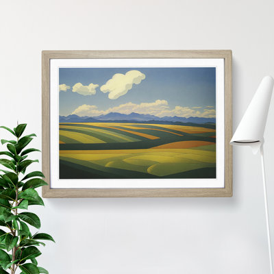 Contemporary Spring Meadow Landscape - Framed Print